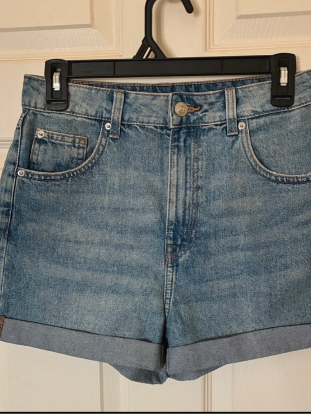 H&M Light Blue High-Rise Rolled Hem Shorts